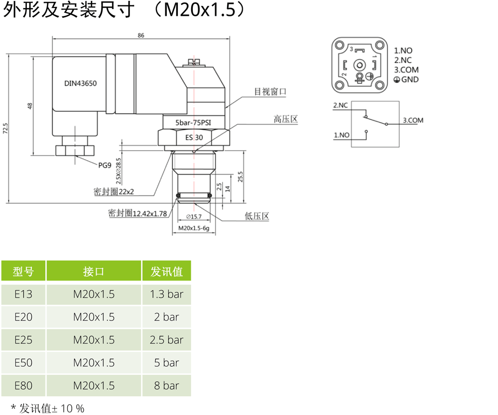 EVOTEK目/电式压差发讯器