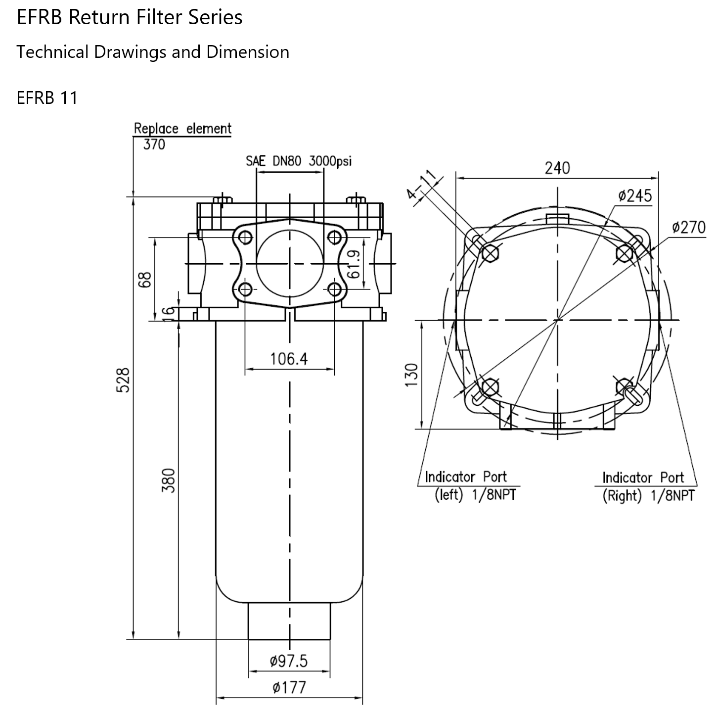 EFRB Evotek return line filter drawing